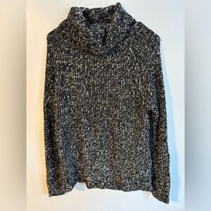 Cowl Neck Black & White Marled Long Sleeve Acrylic Knit Sweater George Size XL